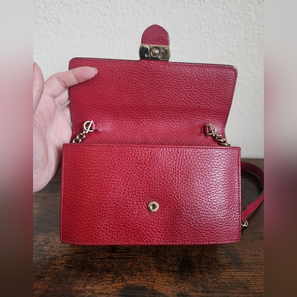 Gucci Interlocking G Chain Wallet Red Leather - Picture 8 of 16